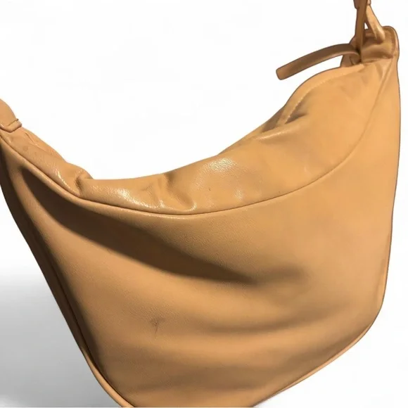 Anthropologie Tan Faux Leather Shoulder Bag Slouchy Hobo Boho Minimal Knot Strap - Picture 3 of 7